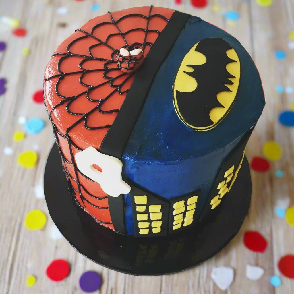 Spiderman & Batman Cake