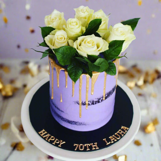 Naked Purple &  Gold Drip Cake