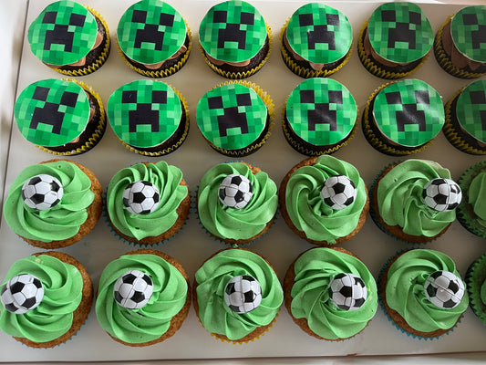 Minecraft & Soccer Cupcakes