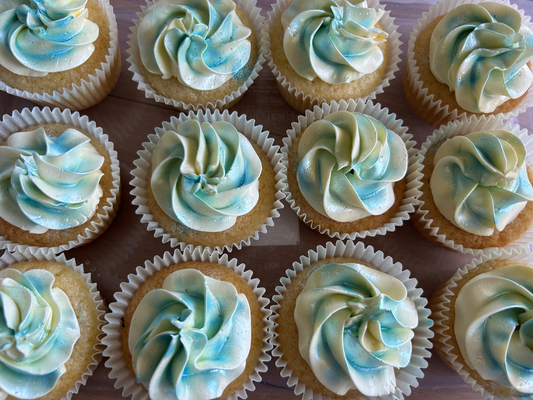 Swirl Cupcakes with Blue Shimmer