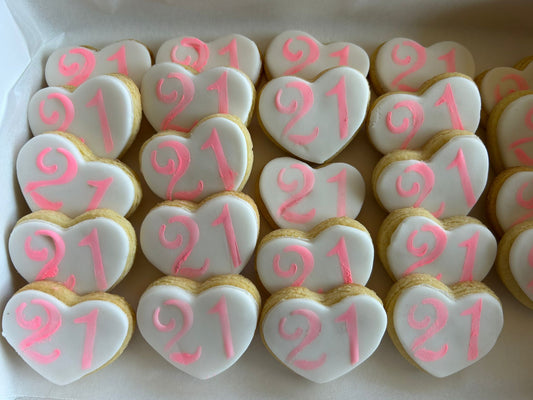 Heart Shaped 21st Bday Cookies